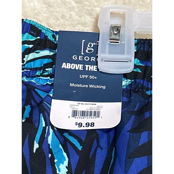 NWT George Above The Knee Men's Casual Swim Shorts Tropical Pattern SZ Medium - Picture 5 of 6